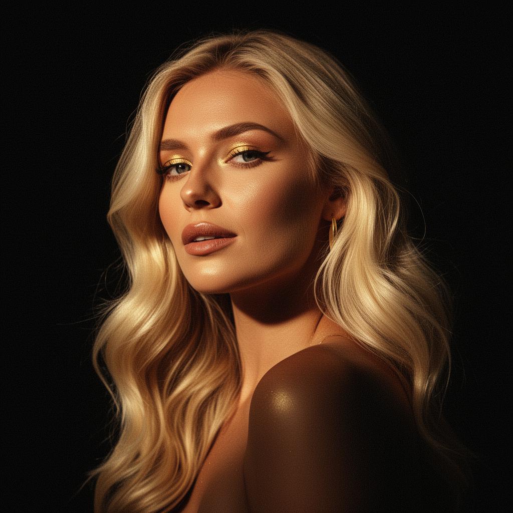 Content creator portrait under cinematic gold light